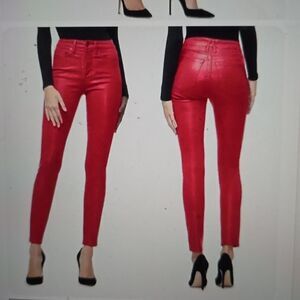 GOOD AMERICAN RED WAXED JEANS SIZE 2/26